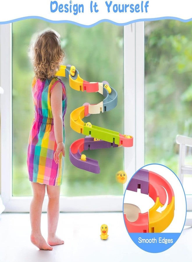 Kidology ألعاب كيدولوجي الصغيرة على شكل مسار انزلاقي للبط، لعبة بناء ممتعة لحوض الاستحمام للأطفال، زلاقة مع بطات صفراء صغيرة (مجموعة من 30 قطعة) - Image 4